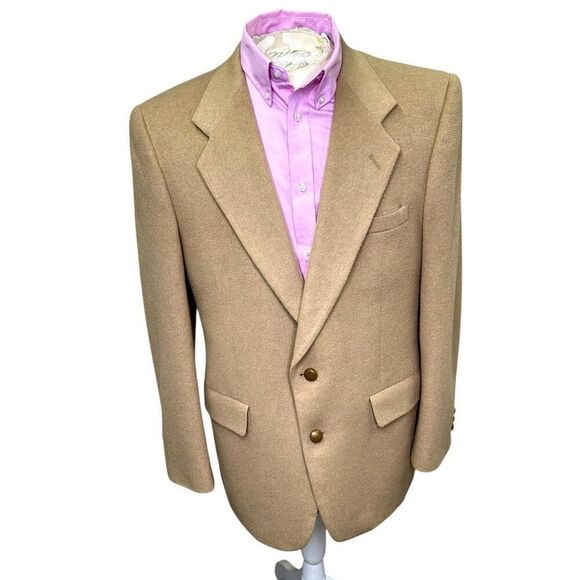 44R Vintage Kuppenheimer Soft Tan Camel Hair 2-Button Sport Coat Blazer Jacket - Picture 1 of 16